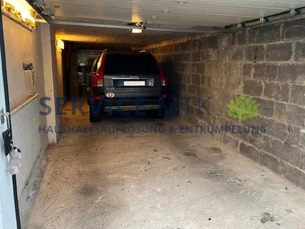 Garage vor und nach der Entrümpelung
